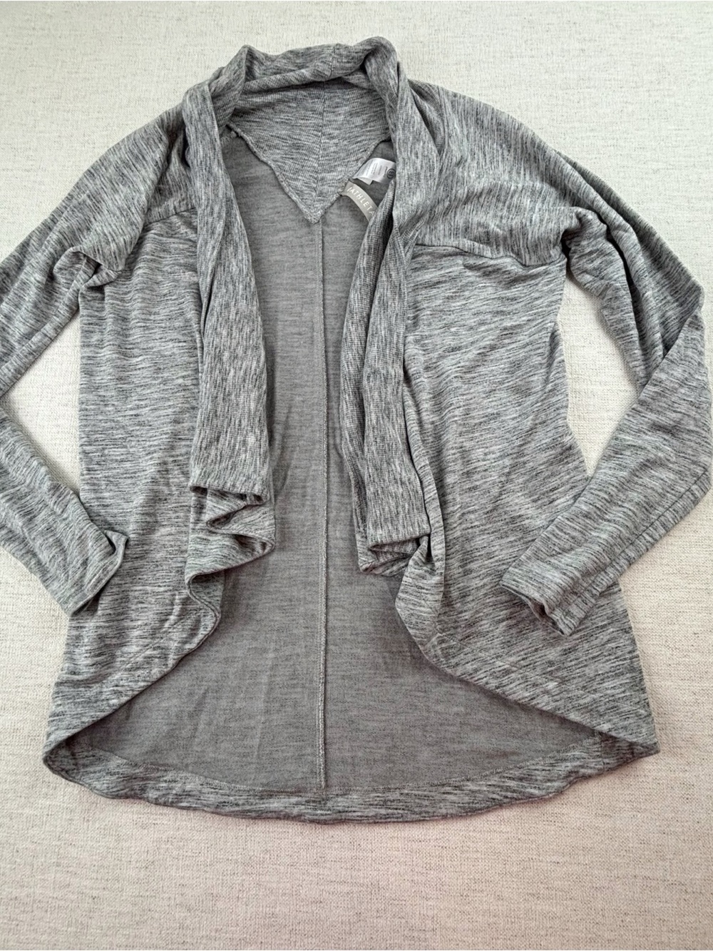 Athleta women's XS Heather‎ Gray marled Open-Front Draped Cardigan long sleeve